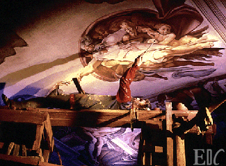 Leonardo DaVinci painting the Sistine ceiling