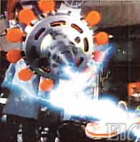 The machine just before the audience is blown up back to normal