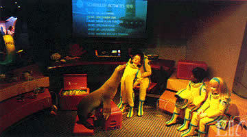 The teacher, class, and seal preparing for trip