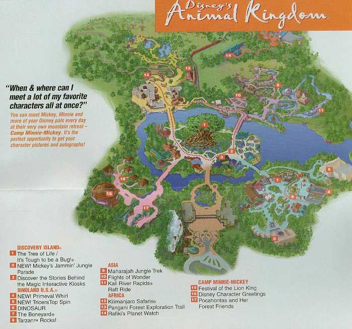 Intercot A Virtual Guide To Walt Disney World Animal Kingdom Map